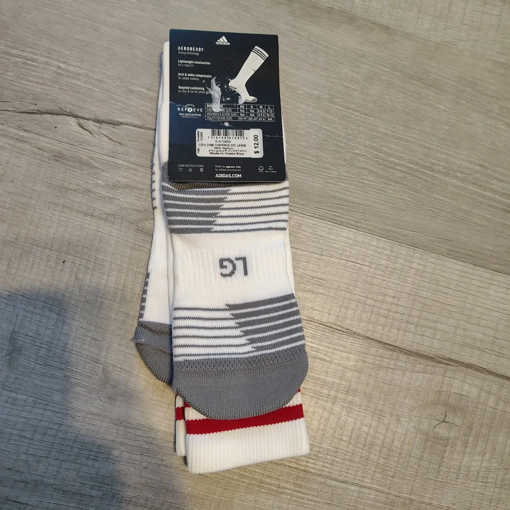 Adidas Soccer Copa Zone Cushion IV OTC Socks White Red Grey 5147293D Mens Large